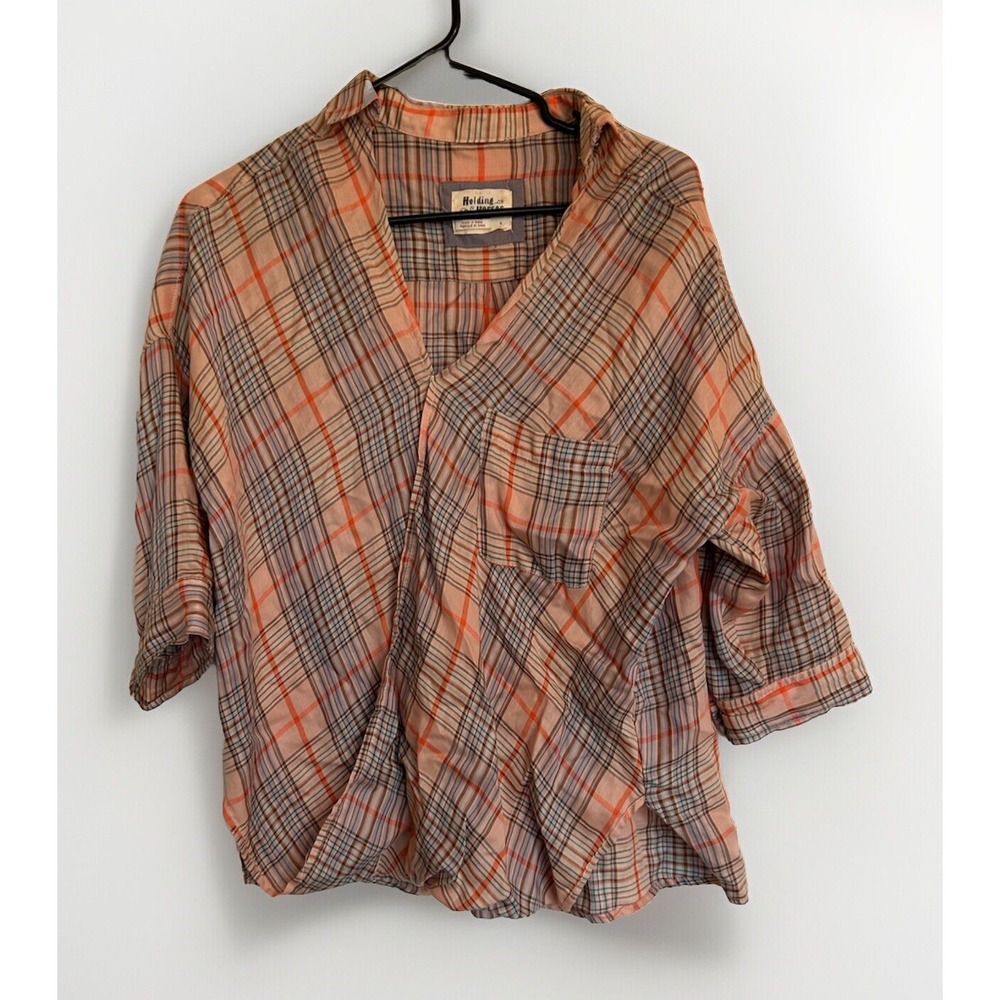 Anthropologie Holding Horses Plaid Wrap‎ Front Top 4 Western Cowgirl Boho